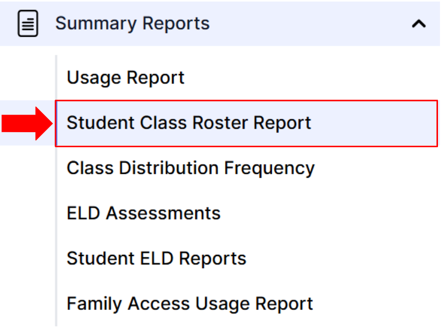 Class Report - Student Class Roster Report - WIDA™ ELD
